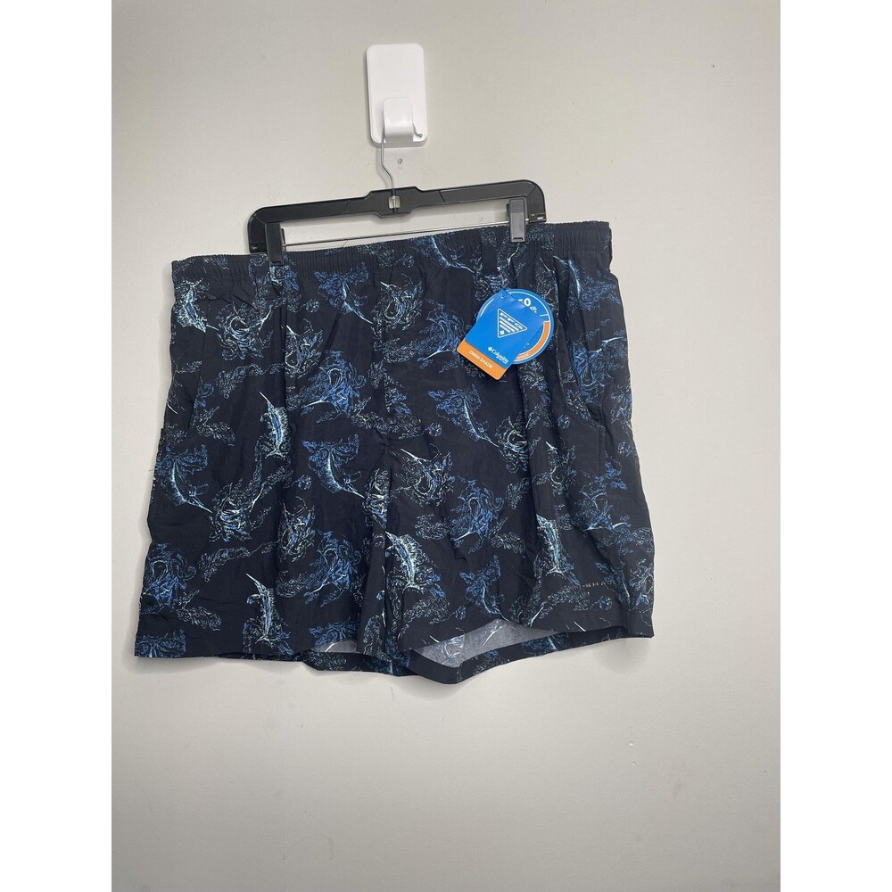 Columbia Shorts Mens 2XL Blue Fish Print Omni-Shade Swim Trunks PFG Quick Dry